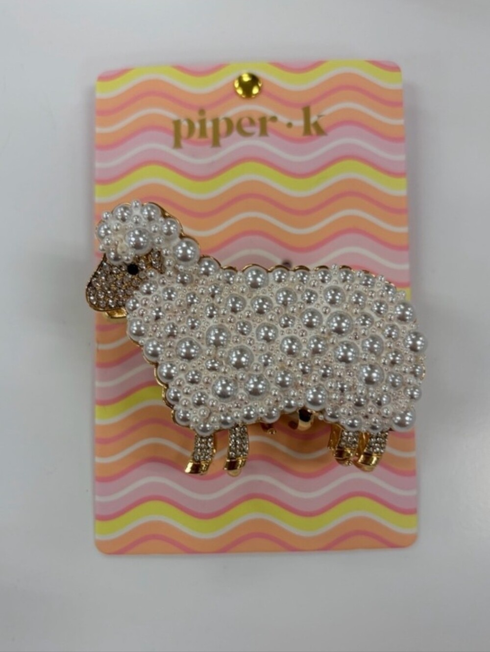 🐑▪️Piper K▪️ White Pearl Sheep Metal Claw Clip - Picture 3 of 5
